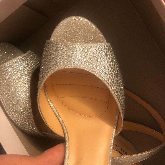 white glittery strap heels - Picture 3 of 4